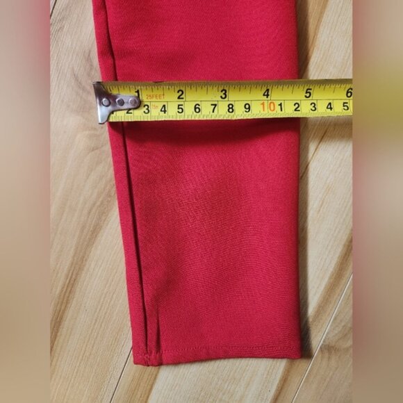 Zara XS Red Midi Dress, Round Neck, Long sleeve, Slit ans Drape in Front, Zip-up - Picture 8 of 16